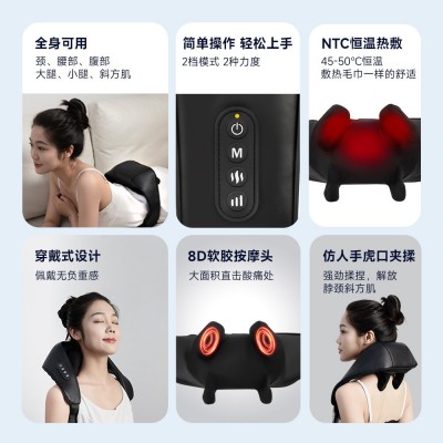 跨境斜方肌按摩器肩颈揉捏颈椎按摩仪颈部肩膀热敷多功能 按摩披肩图2
