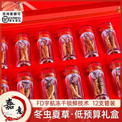 嘉意 冬虫夏草 佳节送礼虫草批发12支管装礼盒 头茬优选冻干虫草图3