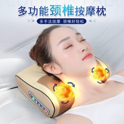 颈椎 按摩器颈部腰部腰椎全身脊椎 护颈电动加热肩部按摩 枕按摩仪图5