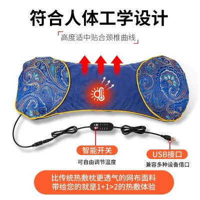 电加热骨头枕 秋冬用天鹅绒艾草枕艾灸枕多功能护颈枕批 发颈椎枕图2