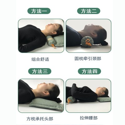 厂家批发艾草组合枕 按摩颈椎枕艾灸连体艾草枕头家用可拆护颈枕图4