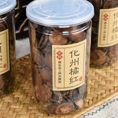 化州陈年橘红 10年化橘红胎果切片橘红片 清凉润喉养生茶罐装批发图2