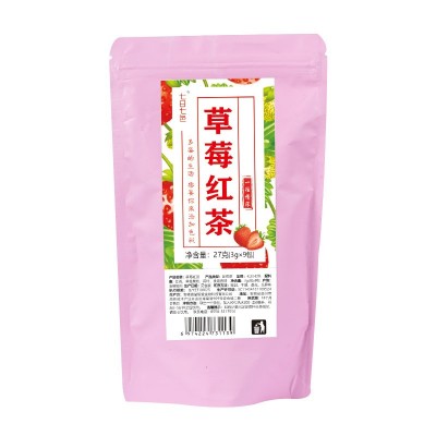 三角包茶草莓红茶9包/袋红茶荷叶草莓茶果味茶代用茶代发图5