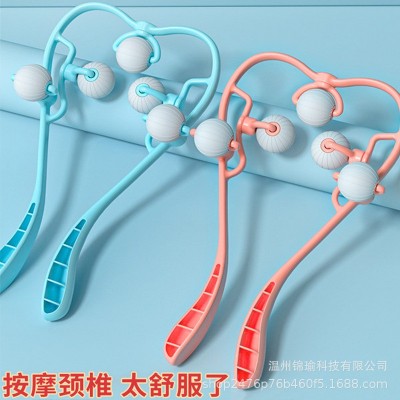 颈椎按摩器多功能揉捏滚轮球手动夹脖子肩颈按摩仪滚轮肩部按摩器图2