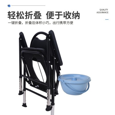 老年人专用坐便器加厚碳钢圆背老人孕妇家用可折叠带扶手坐便椅图2