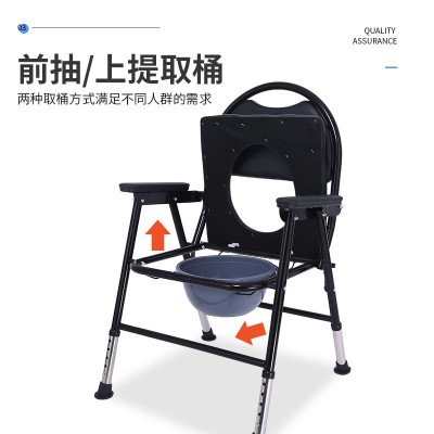 家用防滑坐便凳批发加厚靠背可移动折叠老人孕妇洗澡凳病人坐便椅图4