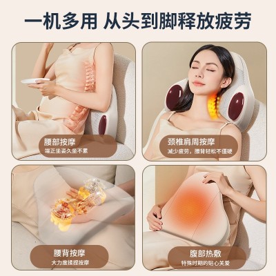 多功能按摩腰靠枕颈部背部颈椎按摩枕红光热敷揉捏靠垫腰椎按摩仪图2