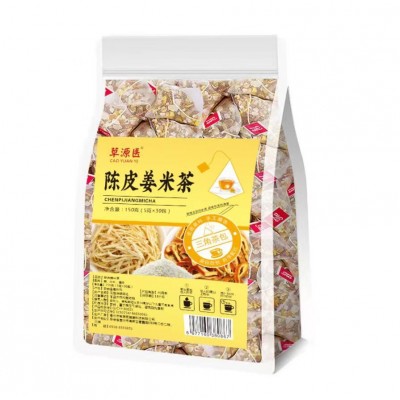 陈皮姜米茶 炒米姜丝陈皮茶泡水生姜大米炒熟三角包茶一件代发图5