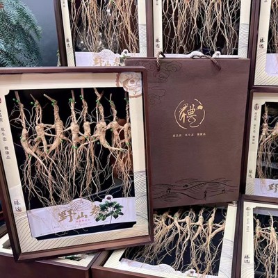 正宗长白山野山参礼盒26年林下参籽货高档实木礼盒山参干人参泡酒图5