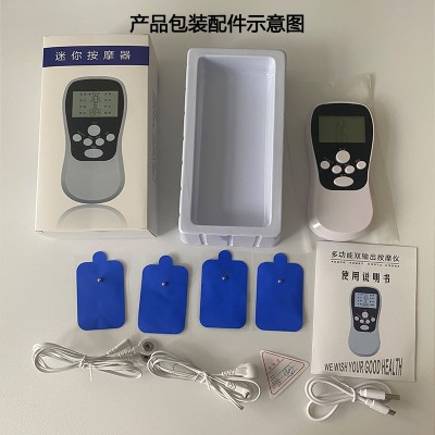 跨境蓝屏双孔充电 数码经络按摩仪 颈椎腰椎脉冲按摩器 厂家批发图5