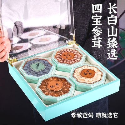 东北鹿茸红参片西洋参片礼盒套包装盒皮石斛四宝礼盒年节礼品图4