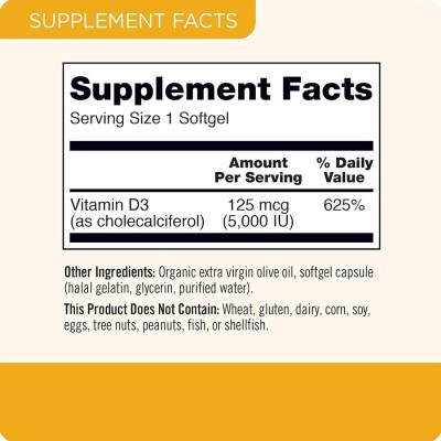 跨境热销源厂现货 维生素D3软胶囊 Vitamin D3 5000iu (125 mcg)图3