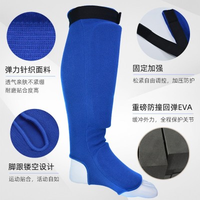 定制搏击长护腿拳击空手道泰拳散打腿部护具连脚背跆拳道护小腿板图2