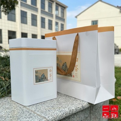 一斤装黄金芽白茶铁罐一套双罐装马口铁盒金属罐图3