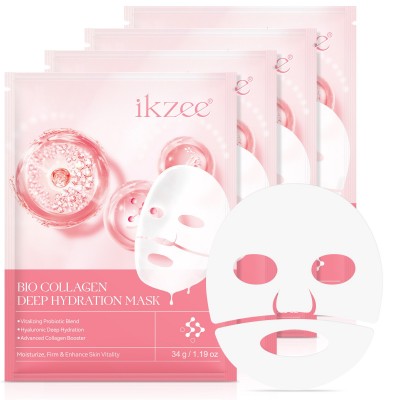 跨境ikzee补水胶原蛋白面膜保湿滋润提拉紧致水解蛋白去皱提亮4片图1