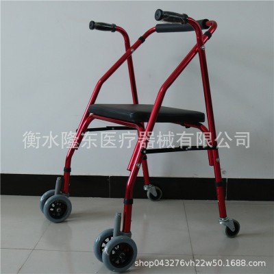 铝合金助步器带轮带座 6轮带刹车助行器折叠拐杖老人残疾人助行器图2