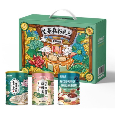 美粥食客坚果藕粉礼盒藕粉礼盒批发代理源头工厂节日礼盒直播供货图2