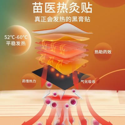 2023新款贵州苗医穴位黑膏贴自发热草本关节腰椎肾贴热灸贴批发图2