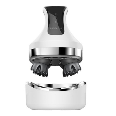 跨境新款4D头部按摩器揉捏头皮按摩仪防水电动多功能喵咪宠物按摩 吃台