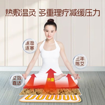 电加热艾绒坐垫 艾草坐垫办公家用升级款450克刺绣双鱼艾灸坐垫图2