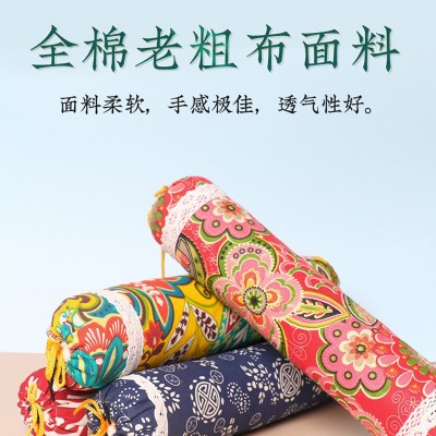 艾草颈椎枕老粗布护颈圆柱枕艾灸枕 糖果枕头活动礼品艾草枕头图2