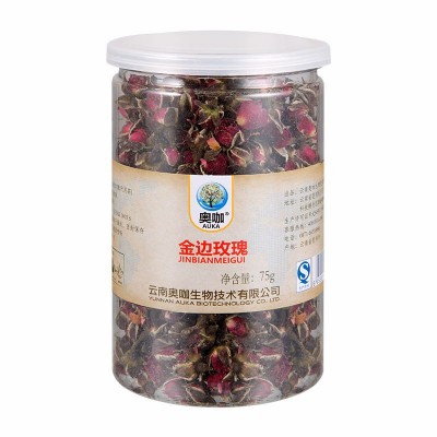金边玫瑰 重瓣红玫瑰 食用玫瑰 云南特产玫瑰花茶 75g/瓶图5