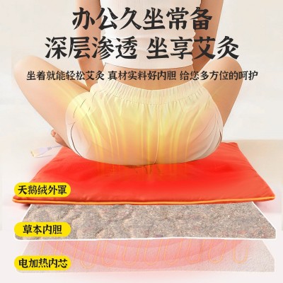 电加热坐垫家用艾绒艾灸垫熏蒸仪办公室宫暖电热毯垫艾草垫子批发图2