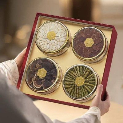 高级四拼礼盒 软枝花旗参灵芝红参石斛西洋参片多拼年货礼盒批发 1盒图2