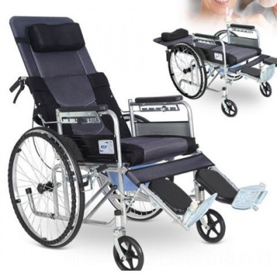 轮椅 全躺 半躺轮椅升级款折叠轮椅可平躺轻便带坐便老人轮椅跨境图2