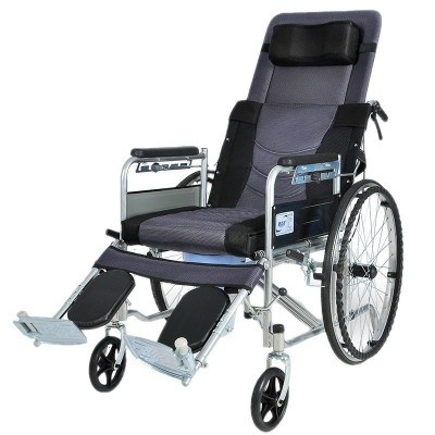 轮椅 全躺 半躺轮椅升级款折叠轮椅可平躺轻便带坐便老人轮椅跨境图4