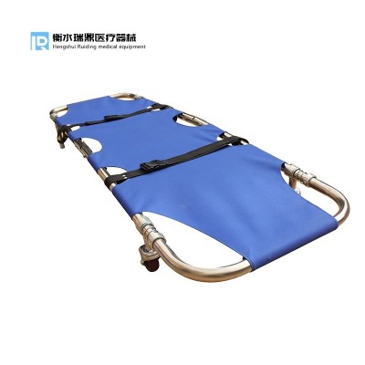 救护车救援用多功能两折担架 折叠式带轮急救担架 大量供应图2